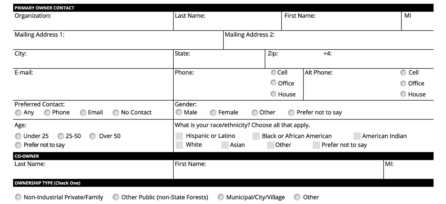 Pages 1 and 2 of the Inspection Form | N.C. Tree Farm Program, Inc.